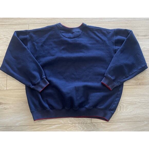 Croft & Barrow Large Tall Long Sleeve Blue Crew Neck Sweater American Flag LT US - Picture 2 of 8